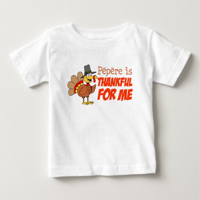 Camiseta Para Bebê Pepere é grato por mim (Frente)