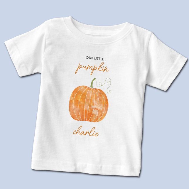 Camiseta Para Bebê Pequena Abóbora Outono Personalizado (Little pumpkin personalized name t-shirt)