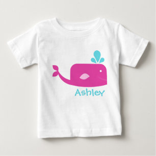 Camiseta Para Bebê Pequena Baleia Rosa Personalizada
