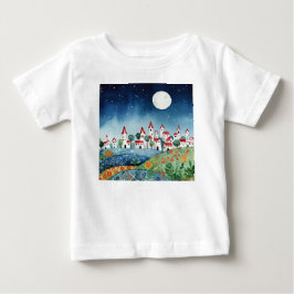Camiseta Para Bebê Pequena cidade em colinas