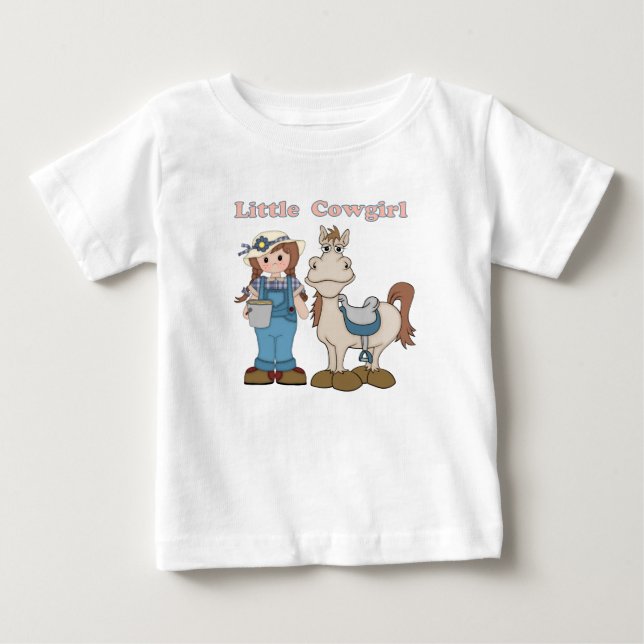 Camiseta Para Bebê Pequena Cowgirl (Frente)