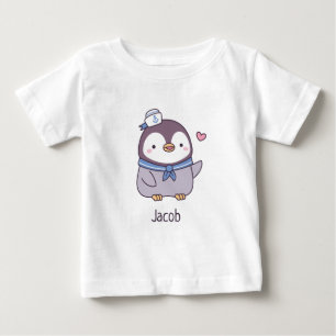 Camiseta Para Bebê Pequena Doodle de Tripulação de Pinguins