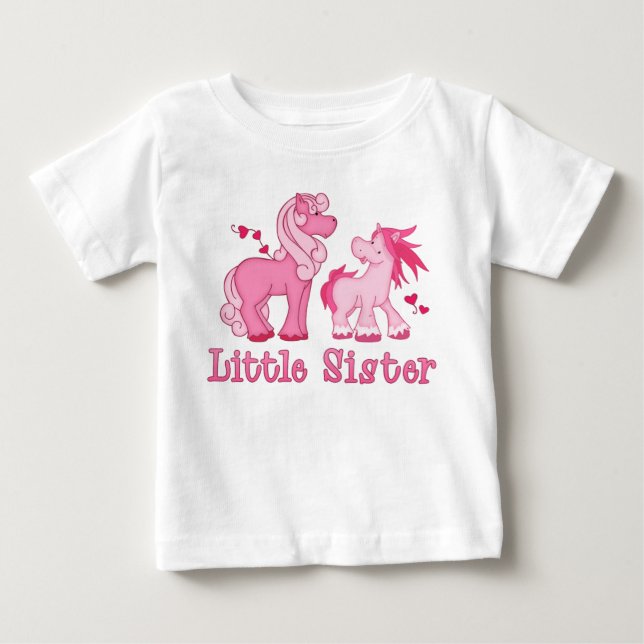 Camiseta Para Bebê Pequena Irmã dos Pôs Rosa (Frente)