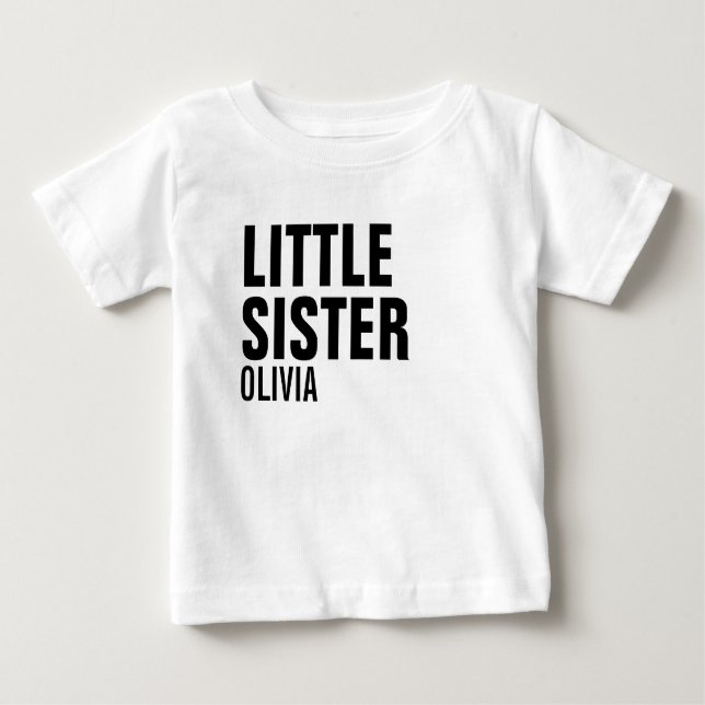 Camiseta Para Bebê Pequena Irmã Personalizada Bebê Romper (Frente)