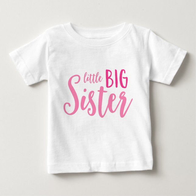 Camiseta Para Bebê Pequena Irmã Rosa Toddler Longa Folga (Frente)
