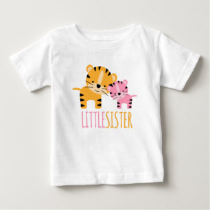 Camiseta Para Bebê Pequena Irmã Tiger