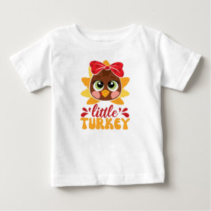 Camiseta Para Bebê Pequena Menina Peru Dia de Ação de Graças Infantil