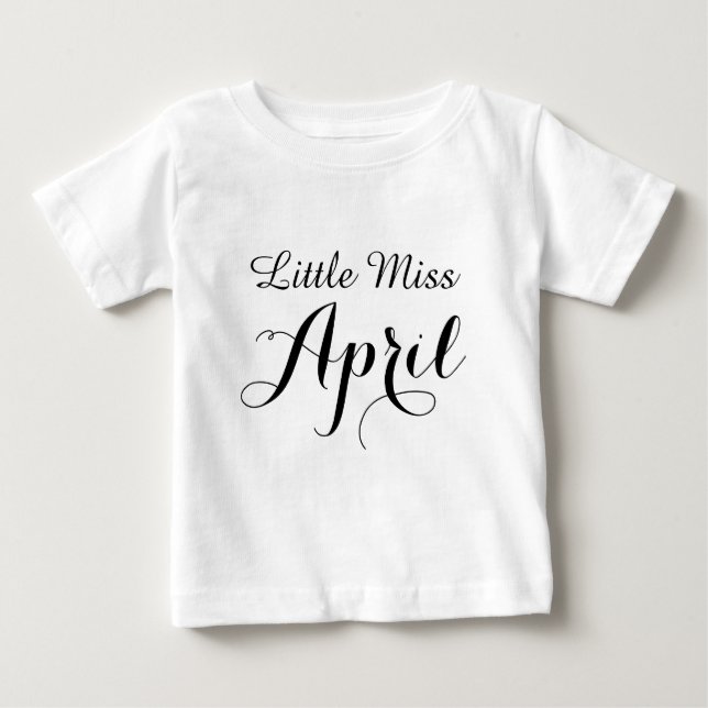 Camiseta Para Bebê Pequena Miss April Baby Tutu Bodô (Frente)