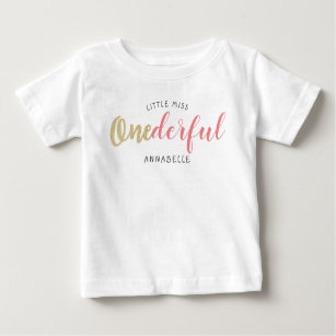 Camiseta Para Bebê Pequena Miss primeiro aniversario Maravilha