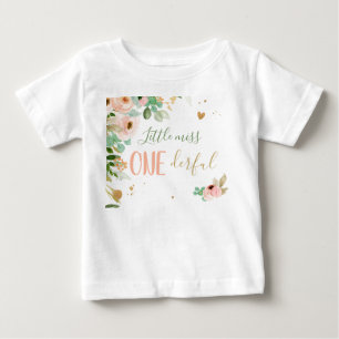 Camiseta Para Bebê Pequena Miss primeiro aniversario Maravilhosa Flor