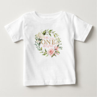 Camiseta Para Bebê Pequena Miss Um Maravilhoso Tee Floral Primeiro An