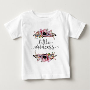 Camiseta Para Bebê Pequena Princesa   Boho Chic Floral Tutu de Bebê M