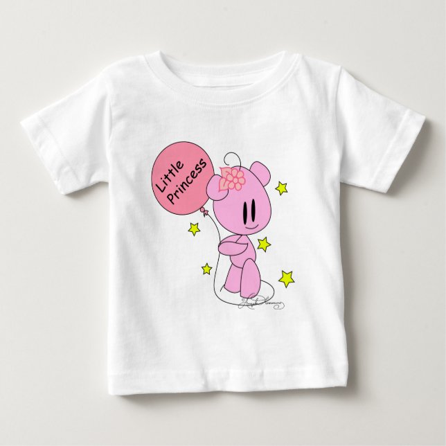 Camiseta Para Bebê Pequena Princesa Menina Rosa Rosa Rosa Urso Rosa T (Frente)