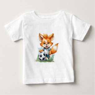 Camiseta Para Bebê Pequena Raposa Gira Joga Futebol