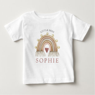 Camiseta Para Bebê Pequena Senhorita Arco-íris Personalizada