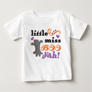 Camiseta Para Bebê pequena senhorita boo yah lindo halloween