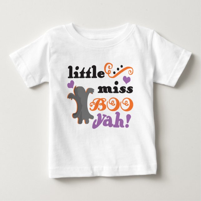 Camiseta Para Bebê pequena senhorita boo yah lindo halloween (Frente)