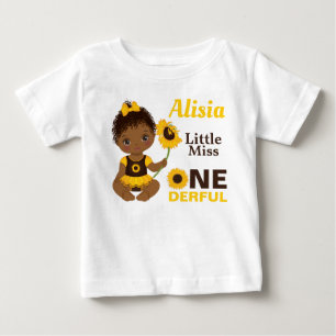 Camiseta Para Bebê Pequena Senhorita Onelinda Menina Negra Negra Cami