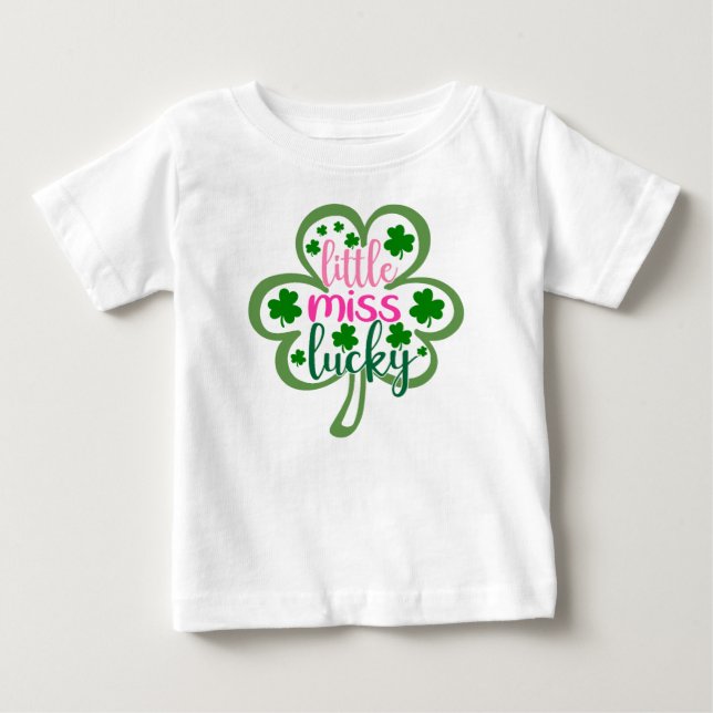 Camiseta Para Bebê Pequena Senhorita Sortuda (Frente)