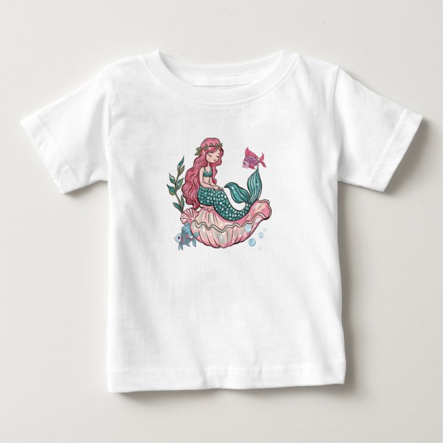 Camiseta Para Bebê Pequena sereia (Frente)