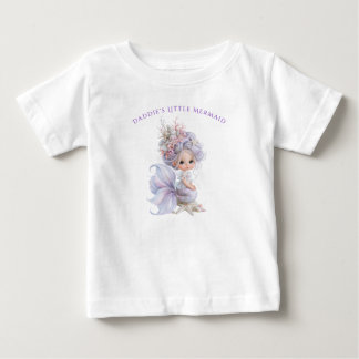 Camiseta Para Bebê Pequena Sereia da Mamãe Conchas Azuis Roxas