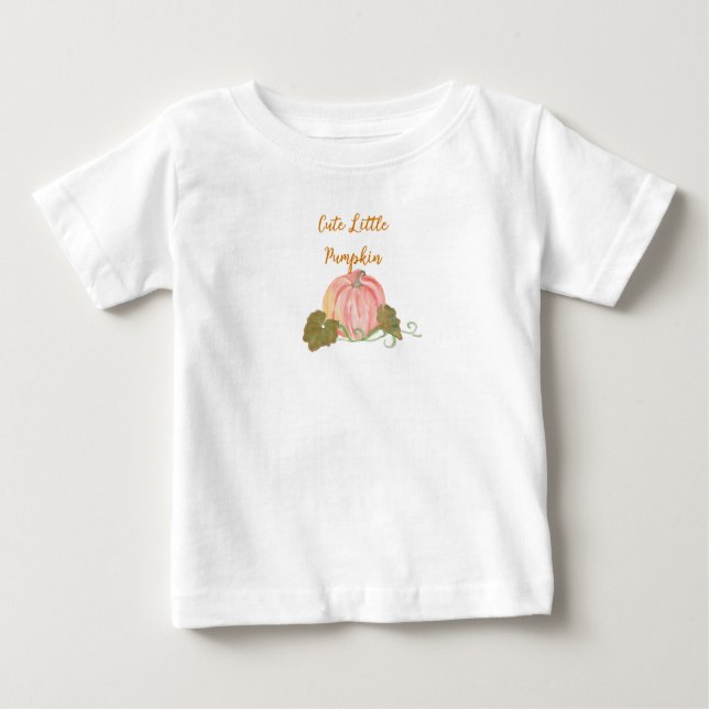 Camiseta Para Bebê Pequeno Abóbora Primeiro Aniversário (Frente)
