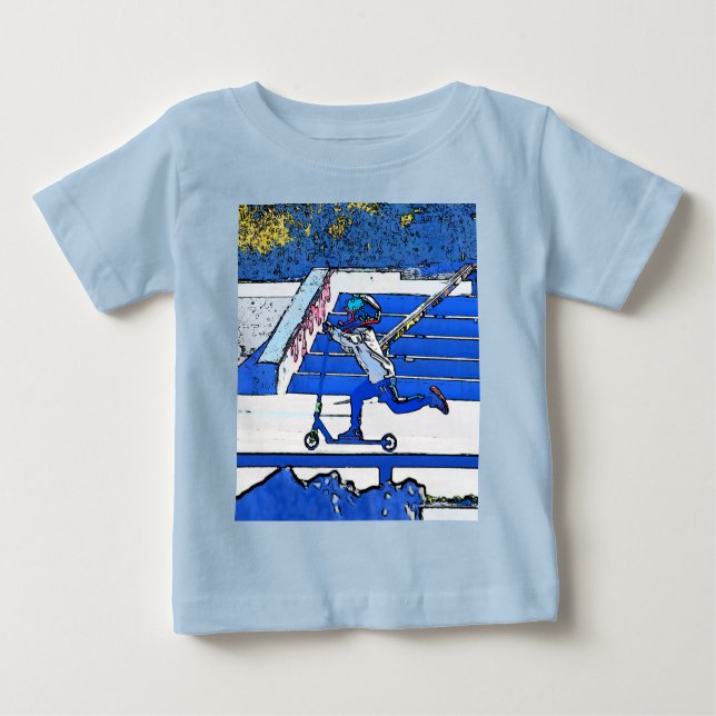 Camiseta Para Bebê Pequeno acelerador - Patinete Rider (Frente)