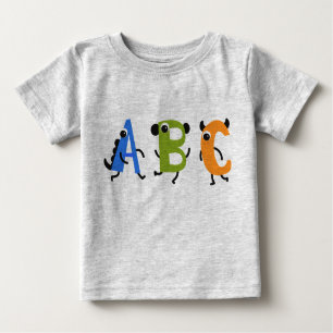 Camiseta Para Bebê Pequeno alfabeto monstro ABC