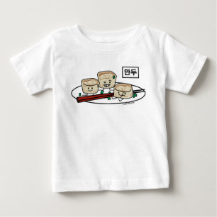 Camiseta Para Bebê Pequeno almoço coreano hangul do dim sum da