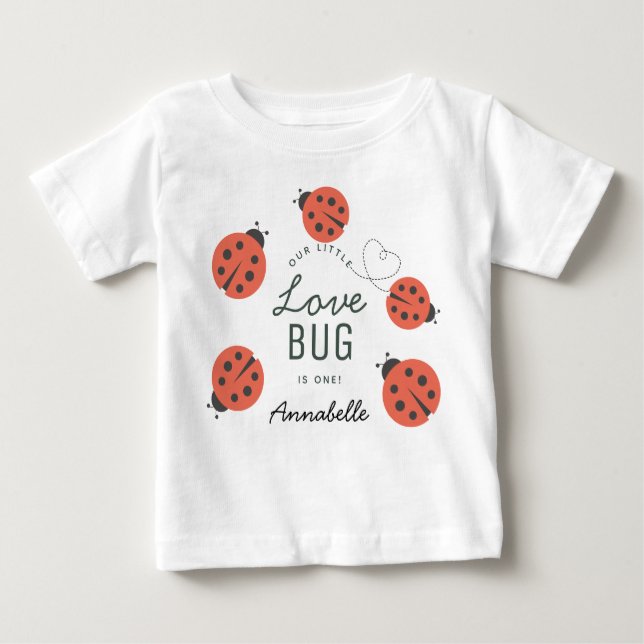 Camiseta Para Bebê Pequeno Amor Bug Senhora de Vermelho Ladybug Anive (Frente)