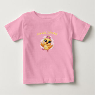 Camiseta Para Bebê Pequeno Bebê Frango Rosa com Padrão de Laço