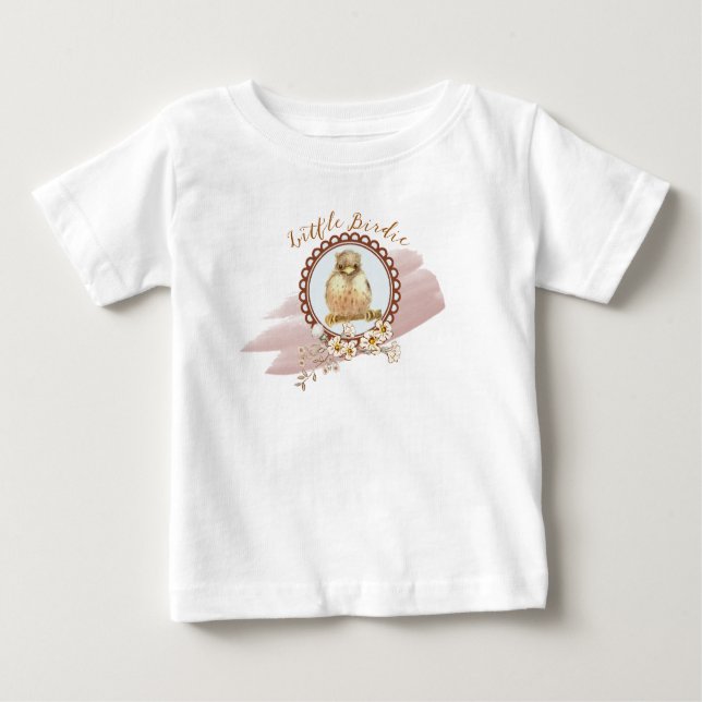 Camiseta Para Bebê Pequeno Bebê Robin com Flores de Campo (Frente)