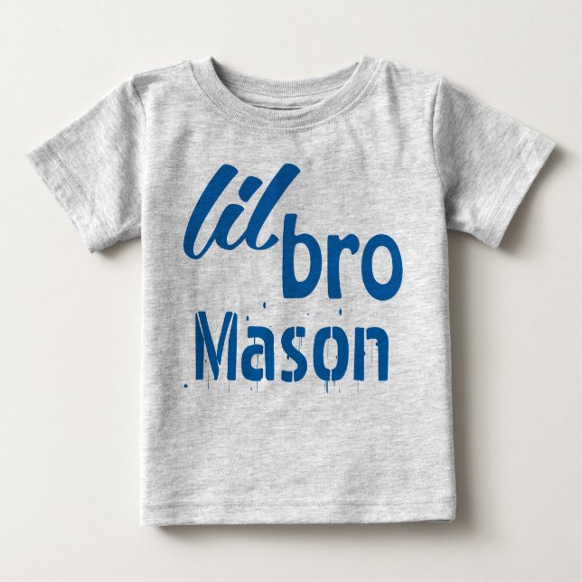 Camiseta Para Bebê Pequeno BRO Azul Personalizado (Frente)