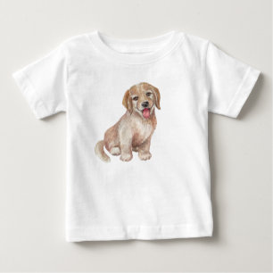 Camiseta Para Bebê Pequeno Cachorro Marrom Sorrindo De Animal Gelado