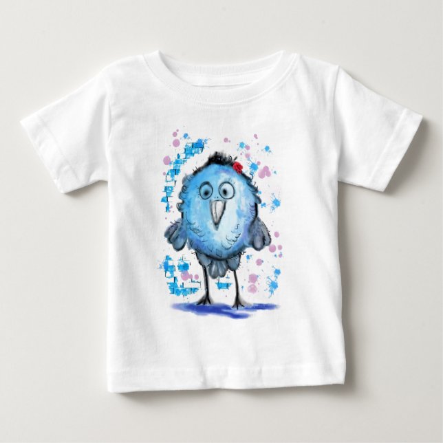 Camiseta Para Bebê Pequeno Camisinha Azul Engraçado Camiseta Bebê (Frente)