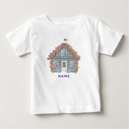 Camiseta Para Bebê Pequeno Chalé de Rosas Trepadeiras de Nantucket