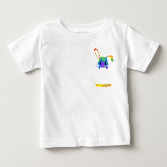 Camiseta Para Bebê Pequeno Coelho Arco-Íris (Frente)