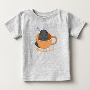 Camiseta Para Bebê Pequeno coelho Choco dormindo no café