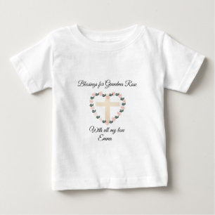 Camiseta Para Bebê Pequeno Coração Floral Bênção para a Vovó
