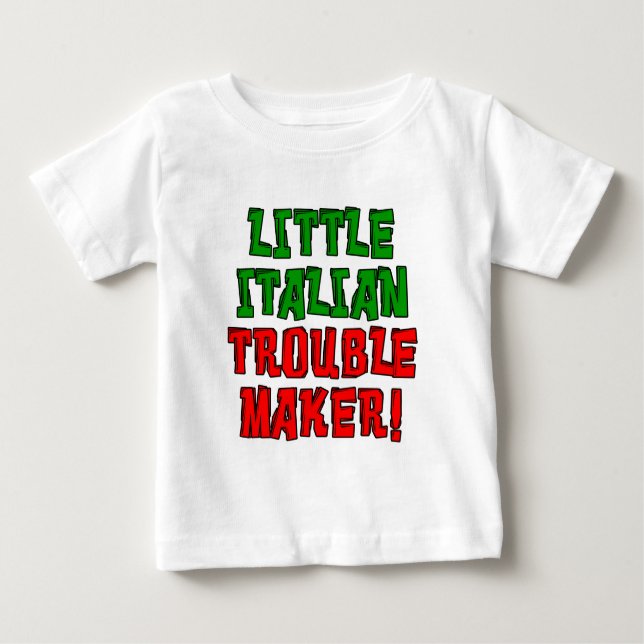 Camiseta Para Bebê Pequeno Criador de Problemas Italiano (Frente)
