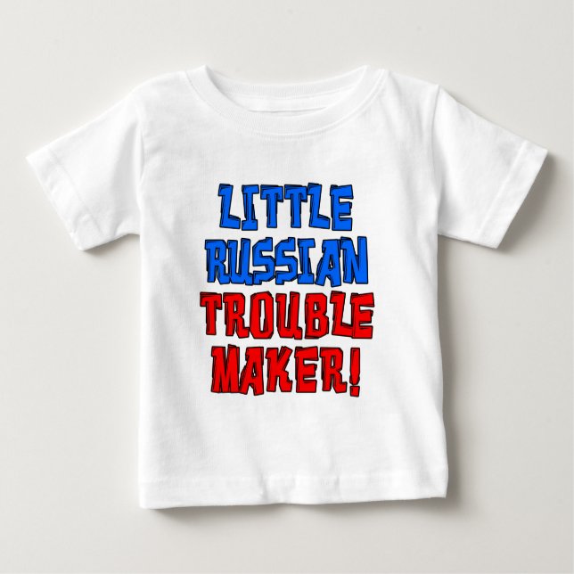 Camiseta Para Bebê Pequeno Criador de Problemas Russo (Frente)