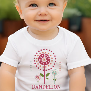 Camiseta Para Bebê Pequeno Dente-de-Leão Corajoso Personalizado