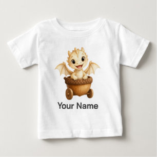 Camiseta Para Bebê Pequeno Dragão Personalizado em Carrinho de Bolota