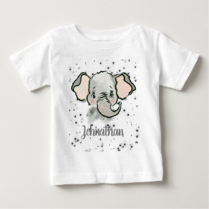 Camiseta Para Bebê Pequeno Elefante Cujo Nome É Menino
