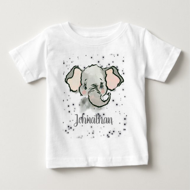 Camiseta Para Bebê Pequeno Elefante Cujo Nome É Menino (Frente)