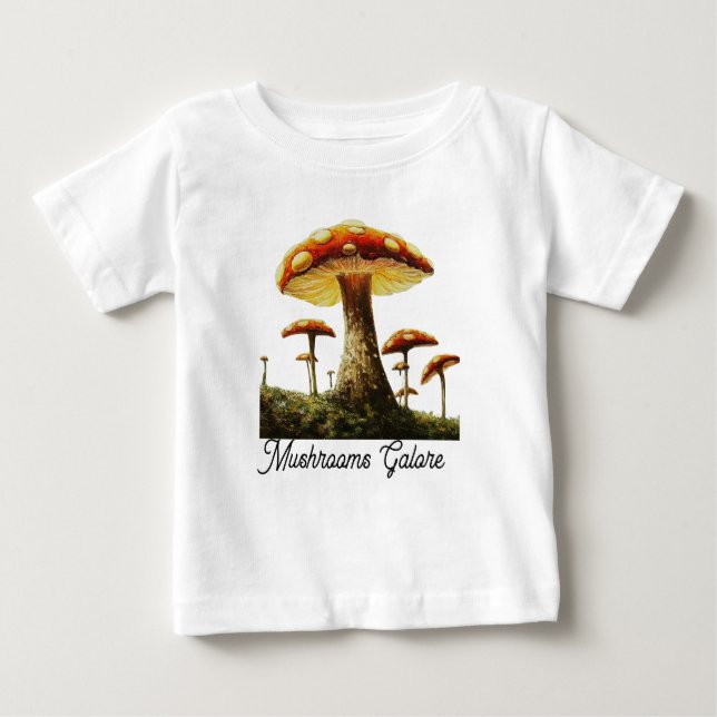 Camiseta Para Bebê Pequeno Explorador: Cogumelos Galore (Frente)