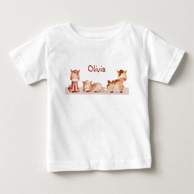 Camiseta Para Bebê Pequeno Fazenda Cujo Nome Personalizado Pessoal (Frente)