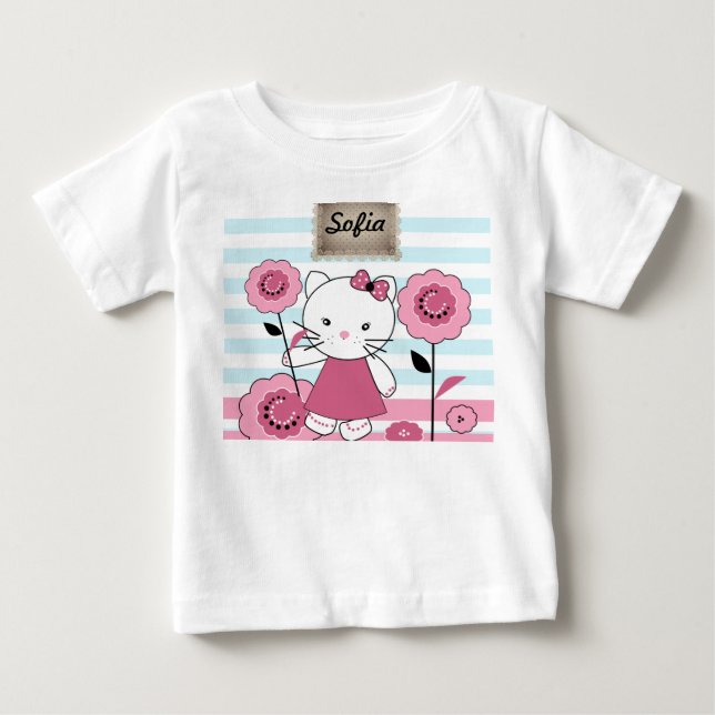 Camiseta Para Bebê Pequeno Gatinho (Frente)