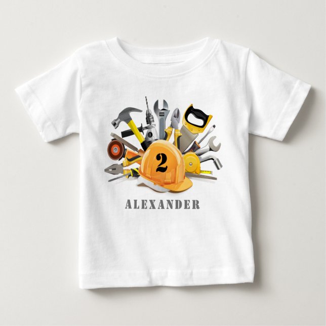 Camiseta Para Bebê Pequeno Handyman Em Construção Aniversário (Frente)