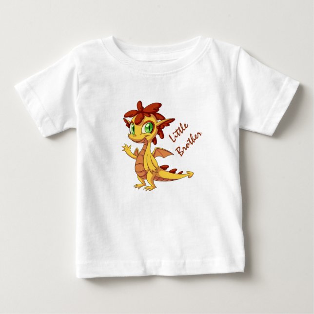 Camiseta Para Bebê Pequeno Irmão Baby Fine Jersey T-Shirt/Dragon (Frente)